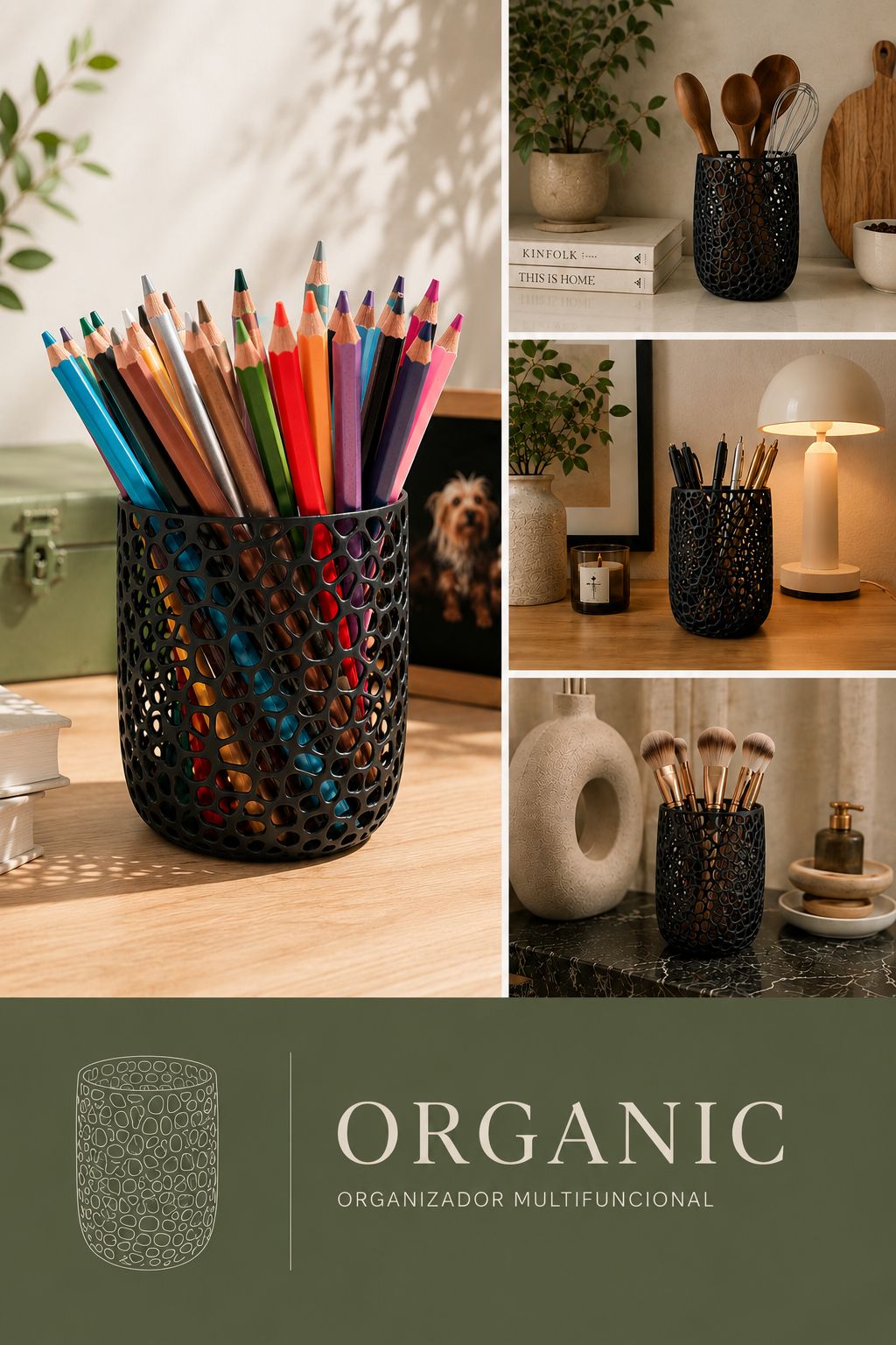 Organizador Organic en un escritorio